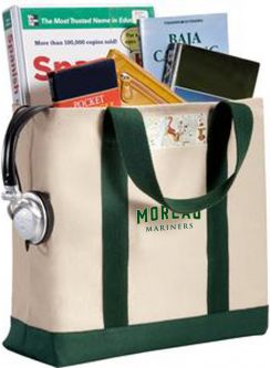 Port Authority - Two-Tone Shopping Tote, Natural/ Spruce